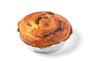 Danish Pastry with Raisins isolated on white background, Homemade bakery photo