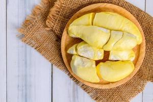 Top view of Long Laplae Durian on  wood plate, photo