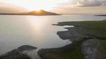 Landscape at the end of Pa Sak Jolasid Dam on sunset at Ban Tha Rit, photo