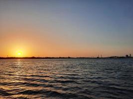 Beautiful evening and colorful sunset at Jeddah, Corniche, Saudi Arabia, photo