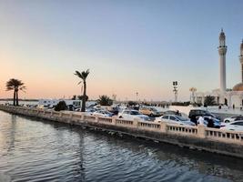 Beautiful evening and colorful sunset at Jeddah, Corniche, Saudi Arabia, photo