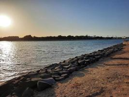 Beautiful evening and colorful sunset at Jeddah, Corniche, Saudi Arabia, photo