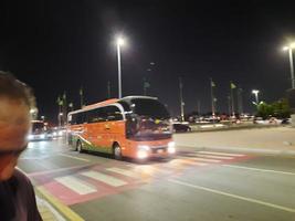 Jeddah, Saudi Arabia, Feb 2023 - Beautiful view of traffic on Jeddah Corniche at night. photo