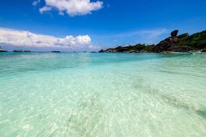 Clear sea with white cloudy and blue sky at Similan Island, phang-nga Thailand, photo