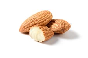 Almonds nut isolated on white background. They are High-density lipoprotein HDL cholesterol, photo