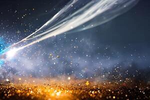 Abstract explosion and smoke golden sparkling and glimmering material for backdrop and background concept material design. photo