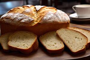 Sliced Sourdough bread at the table. photo