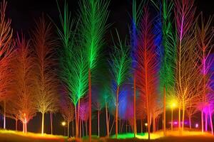 Futuristic abstract colorful glowing tree for concept and background material design. photo