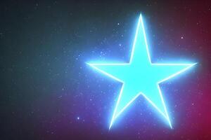 Blue star shape neon line space background with some empty space. photo