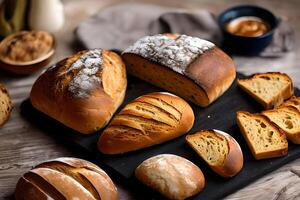 Sliced Sourdough bread at the table. photo