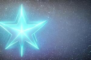 Blue star shape neon line space background with some empty space. photo