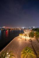 Beautiful night view with colorful sky at Landmark 81 - it is a super tall skyscraper with development buildings along Saigon river in Ho Chi Minh city, Vietnam. photo