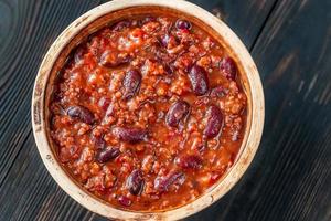 Bowl of chili con carne photo