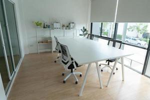 Interior of a modern home office, small office start up business photo