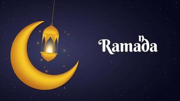 Ramadan Mubarak and Eid Mubarak Animated Motion Graphics with Moon and Islamic Background. There is a space on the design for your message text and logo video