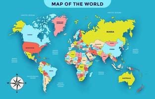 mundo mapa con país nombres vector