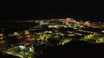 Aerial night view of Felixstowe docks video