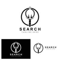 diseño de logotipo de búsqueda, ilustración de detectives, búsqueda de hogar, lente de vidrio, vector de marca de empresa