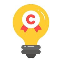 Idea bulb with copyright badge vector design of intellectual property