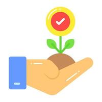 Hand holding plant vector of nurturing, premium icon