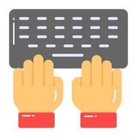 manos en teclado concepto de mecanografía vector, único icono vector