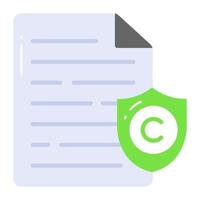 Document page with copyright shield, vector design of copyright content