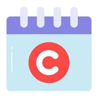 Calendar with copyright mark vector design, easy to use icon