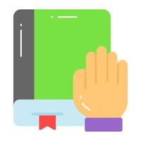 Hand on book showing concept of oath vector, oath book icon vector
