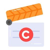 Clapper with copyright sign concept of cinema copyright vector