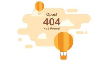 Hot air balloons in the sky. 404 Error Page or File not found concept. Flat design vector illustration