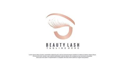 Beauty lashes logo with initial letter U concept and unique style design premium vector
