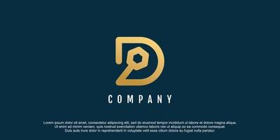 Letter D logo with creative lineart style design premium vector