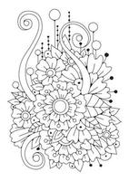 Art line flower background for coloring. Coloring page for children and adults. Art therapy. Bouquet of flowers. vector