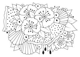 Doodle flowers background for coloring. Art therapy for children and adults. Vector illustration. Art line. Coloring page.