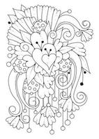 Coloring page with flowers. Floral background for coloring. Art therapy for children and adults. vector