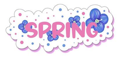 spring sticker small blue flowers. spring flowers. cute cartoon sticker vector