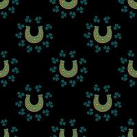 St. patrick's day pattern. Wrapping paper design for patrick's day. Green background. Clover and shamrock. vector