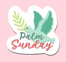 Dove with a palm branch. Christian symbols. dove symbol of peace. Palm Sunday seeker.christian sticker. vector