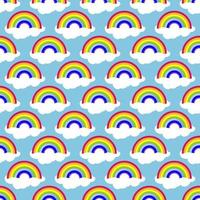 Seamless pattern, rainbow on a cloud in the sky vector
