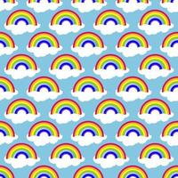 Seamless pattern, rainbow on a cloud in the sky vector