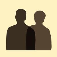 Portrait silhouette of man and woman, concept of meeting, team, partnership, couple, friends, isolated vector