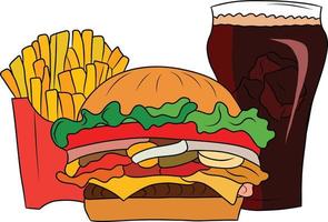 Hand Drawn Cheese Hamburger Isolated vector