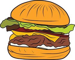 Hand Drawn Cheese Hamburger Isolated vector