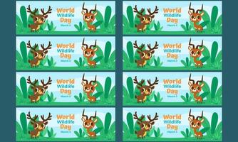 world wildlife day banner template set vector flat design