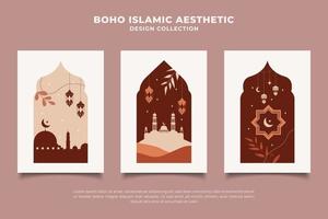 Abstract boho islamic aesthetic minimal design collection vector