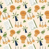 Seamless pattern ESG concept. Eco-friendly, sustainable background. Vector hand drawn illustration