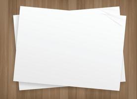 White paper sheet on wood texture background. Vector. vector