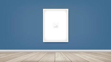 Empty photo frame or picture frame background in wooden room space background. For room design and interior decoration. Vector. vector