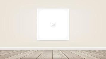 Empty photo frame or picture frame background in wooden room space background. For room design and interior decoration. Vector. vector