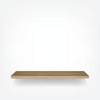 Empty wood shelf on white background with soft shadow. Vector. vector
